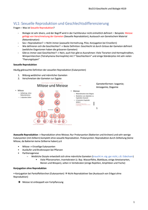 Geschlecht und Biologie Zusammenfassung Bio213 HS19