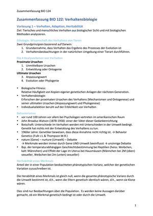 Verhalten Zusammenfassung