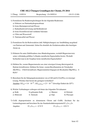 CHE 102 FS14 Übung 3
