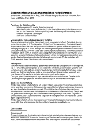 ZSF ausservertragliches Haftpflichtrecht