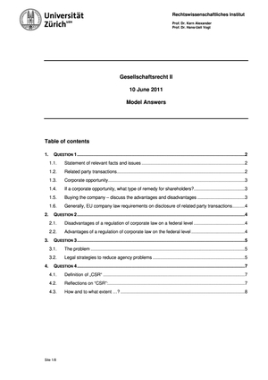 Gesellschaftsrecht II Prüfung 2011 Musterlösung