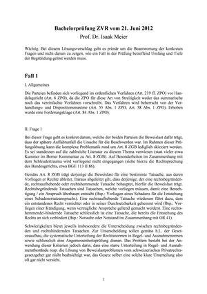 Zivilverfahrensrecht Prüfung 2012 #1 Musterlösung