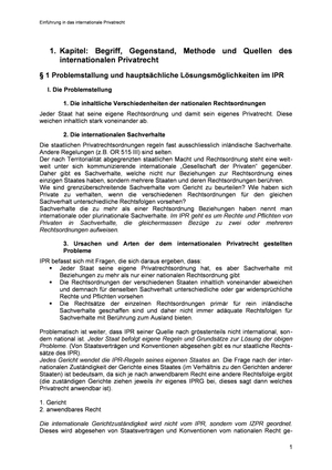 Int. Privatrecht Zusammenfassung #1