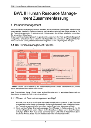 Human Resource Management Zusammenfassung