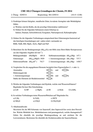 CHE 102 FS14 Übung 2