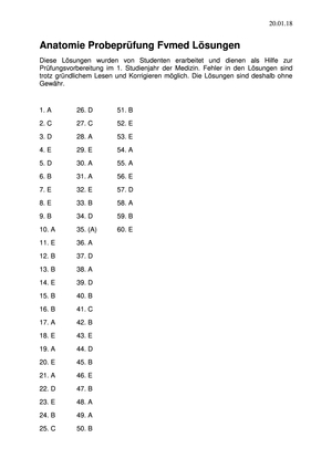 Probeprüfung fvmed Lösungen