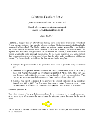 Quant. Methoden 2015: Übungsblatt 2 Lösungen