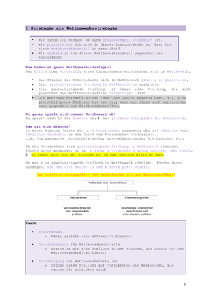 BWL II Strategisches Management Zusammenfassung