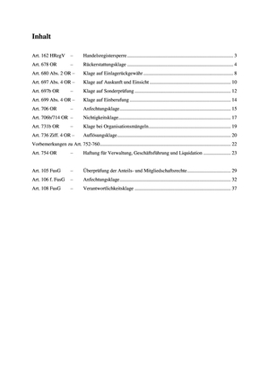 Klagen Aktienrecht und FusG