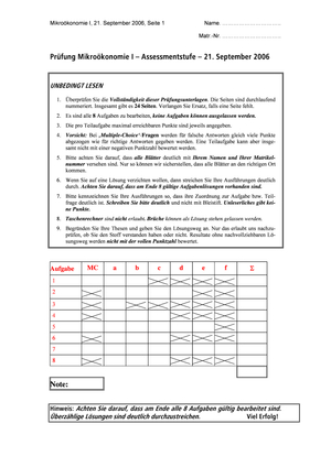 Lösungen zur Prüfung Mikro I HS06 (#1)