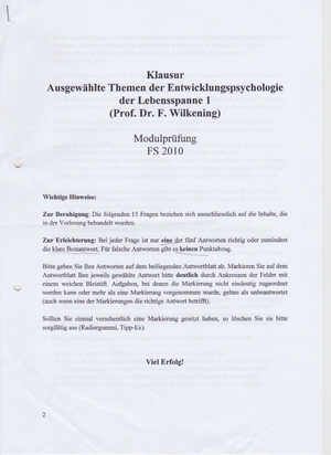 Entwicklungspsychologie 1 Prüfung 2010