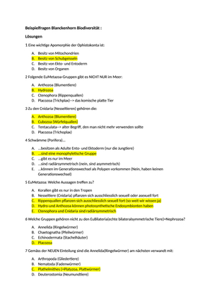 Klicker-und Übungsfragen Lösungen