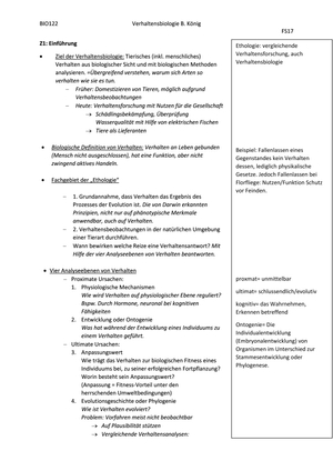 BIO 122 Zusammenfassung König FS17