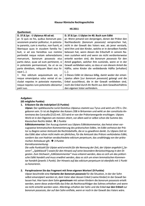 Römische Rechtsgeschichte Prüfung 2011 Musterlösun