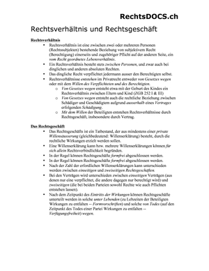 Einführung Recht: Rechtsverhaeltnis und -geschäft