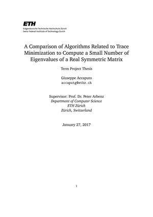 Semesterarbeit ETH: Algorithms Trace Minimization