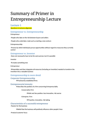 Summary Primer Fall Semester 2016