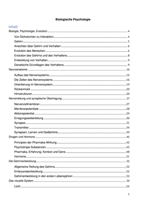 Zusammenfassung Biopsycho 1