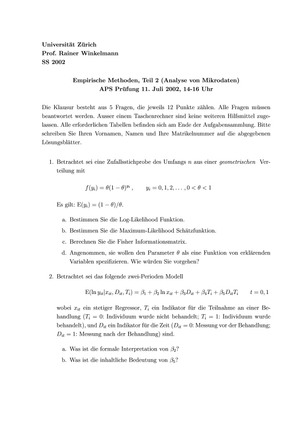 Analyse von Mikrodaten - 11.07.2002