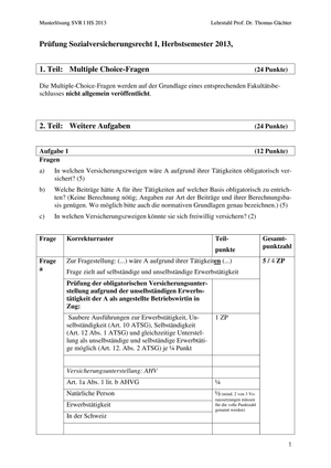Sozialversicherungsrecht II Prüfung 2013 MuLö