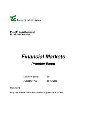 Financial Merkets Übungsprüfung