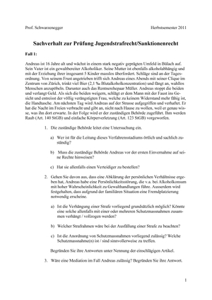 Jugendstraf-/Sanktionsrecht Prüfung 2011