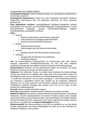 Zusammenfassung Testpsychologie HS13