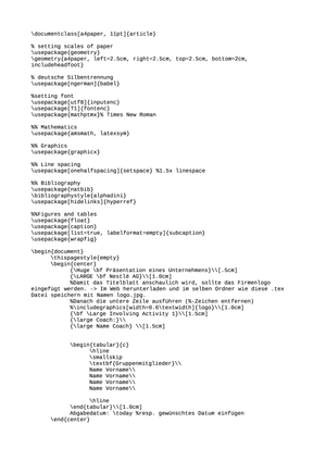 LaTeX Vorlage für IA's