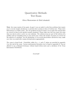 Quant. Methoden 2015: Probeprüfung