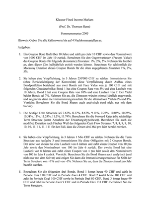 Fixed Income Markets Prüfung FS05