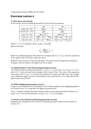 Computational Finance - Exercise 4