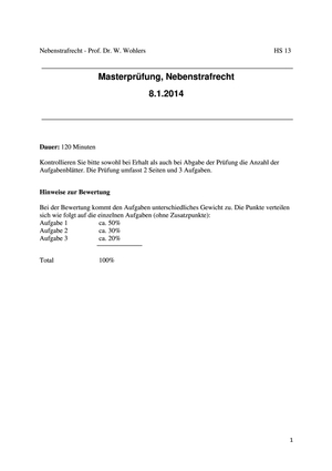 Nebenstrafrecht Prüfung 2013 Musterlösung