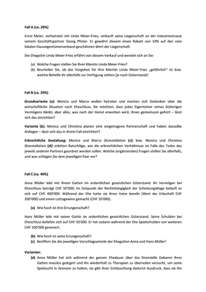 Güter-/Erbrecht Prüfung 2011