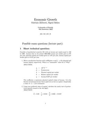 Economic Growth Mock Exam 2008