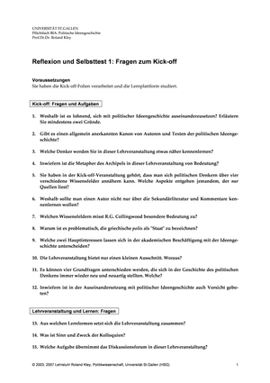 Pol. Ideengesch.: Reflexion&Selbsttest 1