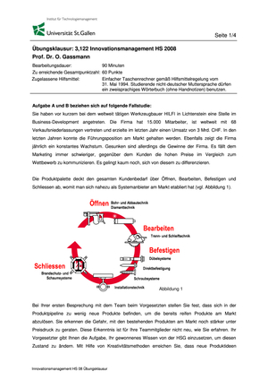 Inno-Management Übungsklausur HS2008