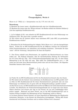 Statistik, FS06, Übung 9