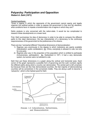 Comparative Politics - Zusammenfassung Dahl (1971)