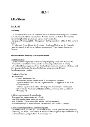 HRM, Zusammenfassung Reader