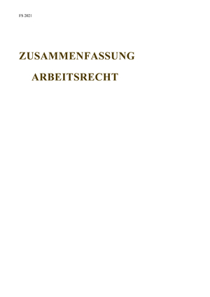 Zusammenfassung Arbeitsrecht (MA)