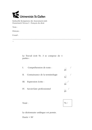 Beispielprüfung Französisch.Recht Lösungen