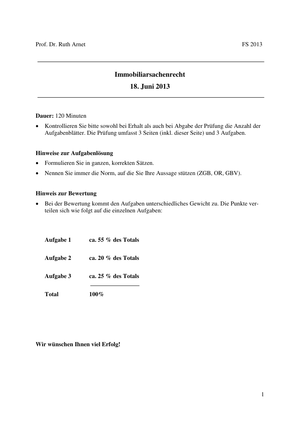 Immobiliarsachenrecht Prüfung 2013