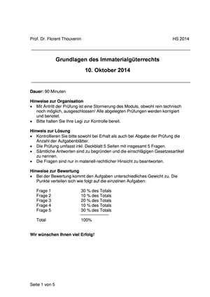 Immaterialgüterrecht Prüfung 2014 Musterlösung