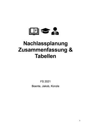 Nachlassplanung Zusammenfassung