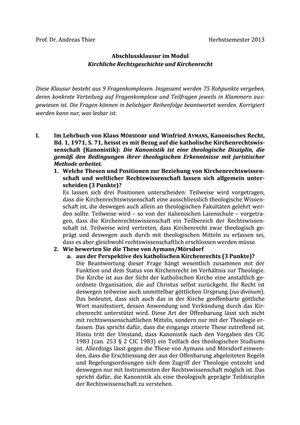 Kirchenrecht(sgeschichte) Prüfung 2013 Musterlö.
