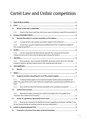 Exams Examples_Cartel Law Unfair Competition