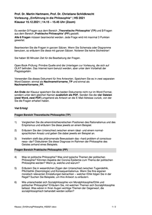 Einführung Philosophie Prüfung