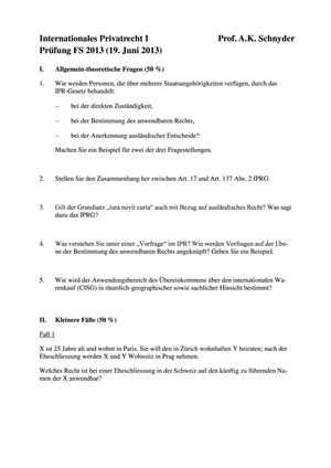 Int. Privatrecht Prüfung 2013