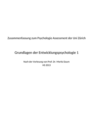 Zusammenfassung Entwicklungspsycho 1 HS13
