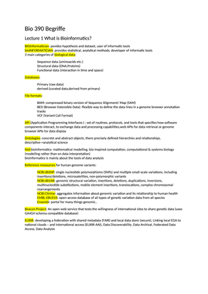 Bio 390 Begriffe/definitionen